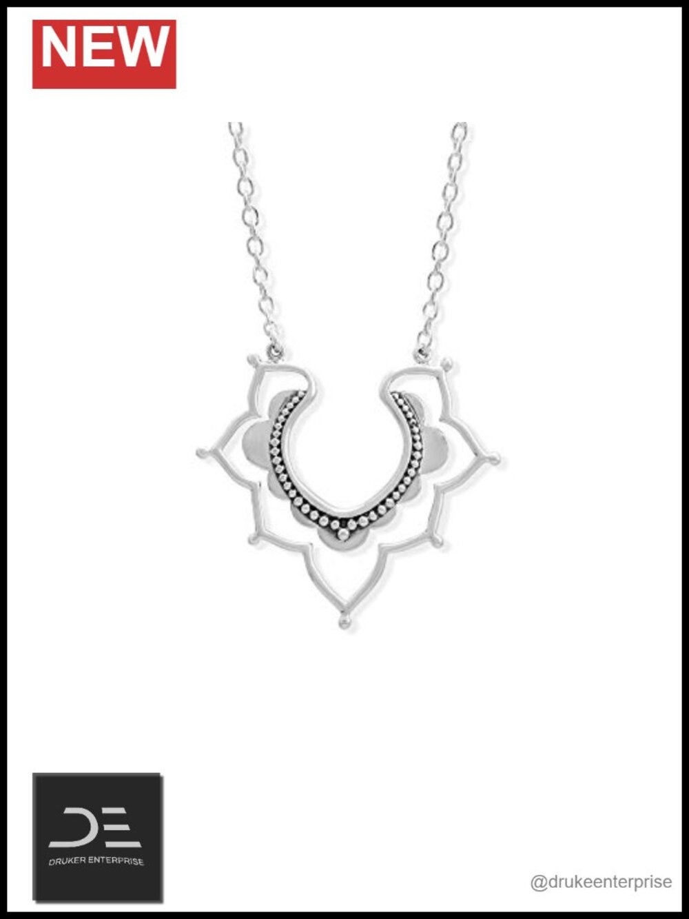 Sterling Silver Filigree Pendant Necklace Boho Tribal Jewelry 20 inch